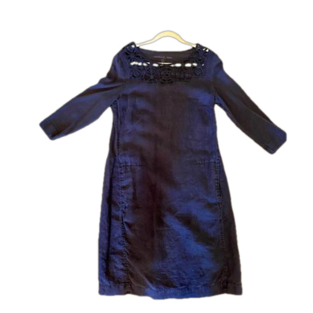 Sandwich Luxury 100% Linen Cutout Shift Dress Dark Gray Grey Size 42 / US 12